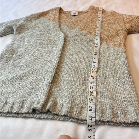 CAbi Tilt Cardigan Cotton Blend Oversized Sweater Tan and Gray XXS - Picture 13 of 15